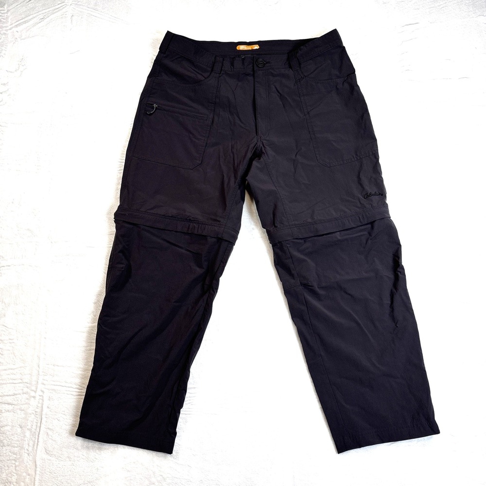 Cabela's Convertible Pants Mens 38x30 Black Insect Defense Hiking Cargo M25PT096